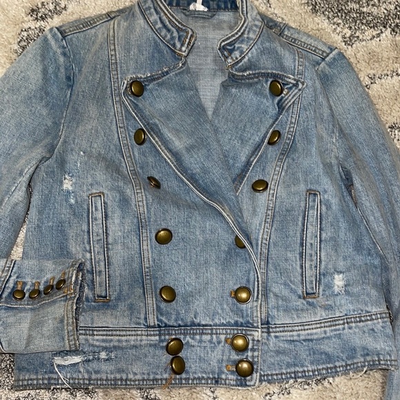 NWOT Free  People Ferry  Double Breasted Distressed  Denim Jacket - Picture 5 of 16